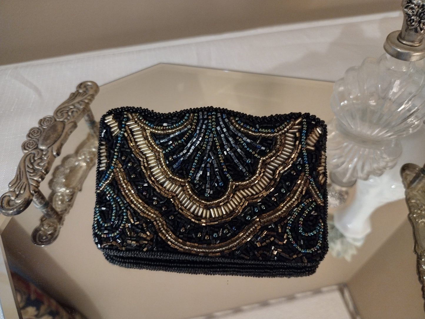 Black & Jewel Tone Beaded Coin Purse - Talbots (Retired)