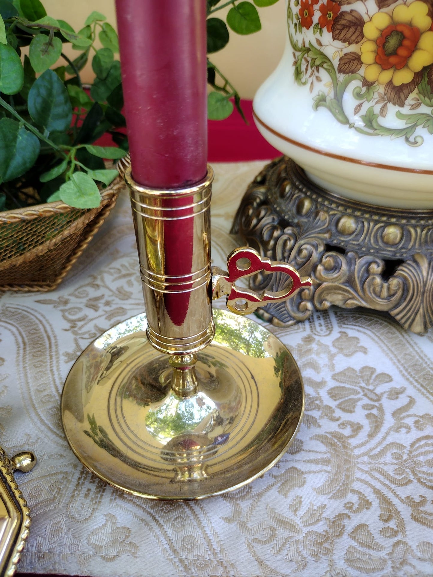 Baldwin Brass Chamber Candlestick with Adjustable Candle Height