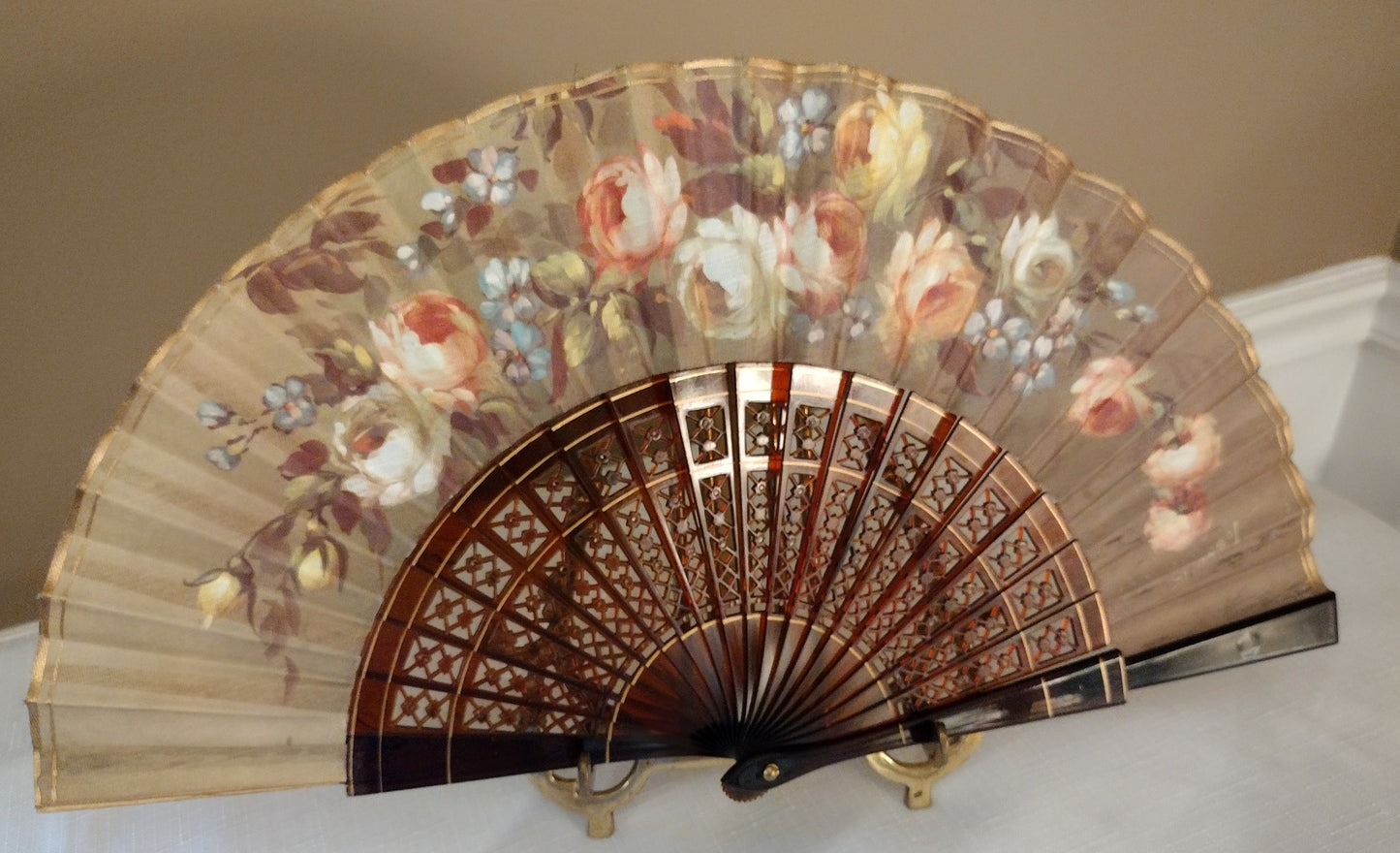 Ladies Folding Boudoir Fan - Handmade in Spain