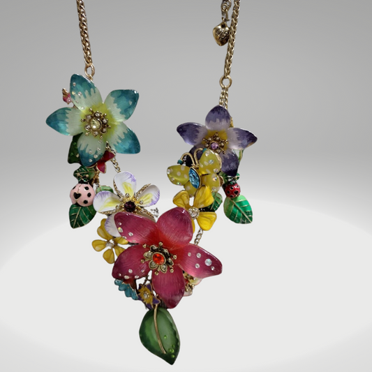 Betsey Johnson Vintage Floral Statement Necklace